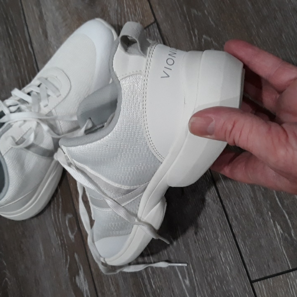 Vionic Women's White Sneakers with Light Gray Accents - Picture 7 of 11